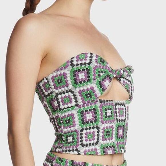 NWT NGOrder Pacsun Jacquard Multi Dot Crop Top Sz 2 - Picture 3 of 9
